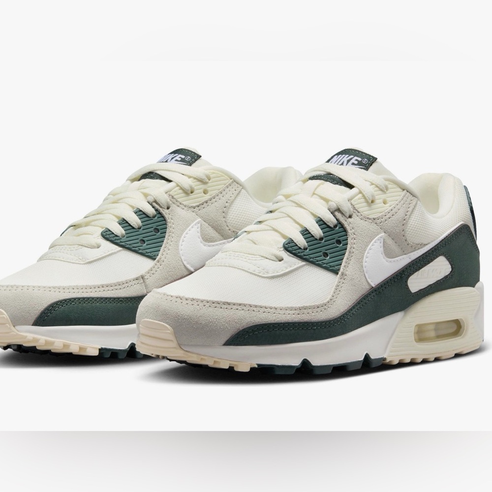 Nike Air Max White Sneakers with Dark Green Accents